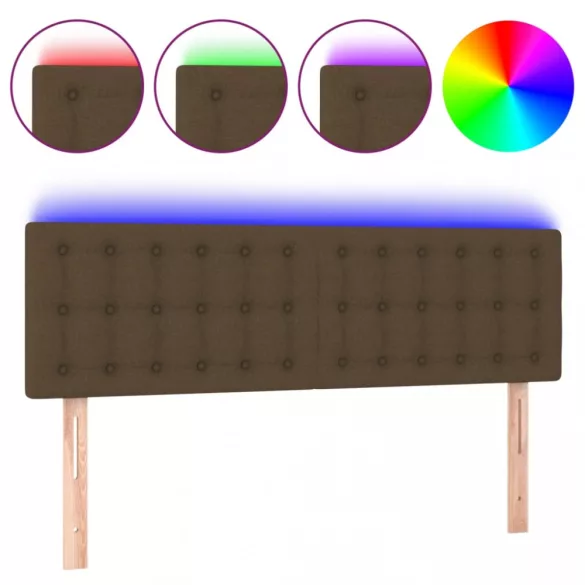 sötétbarna szövet LED-es fejtámla 144x5x78/88 cm