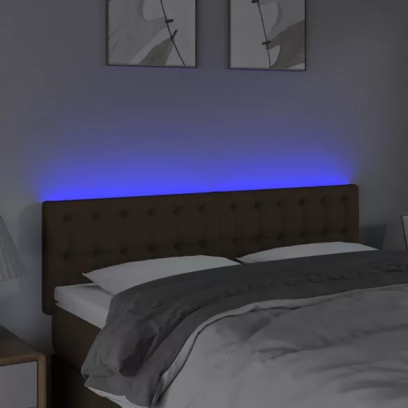 sötétbarna szövet LED-es fejtámla 144x5x78/88 cm