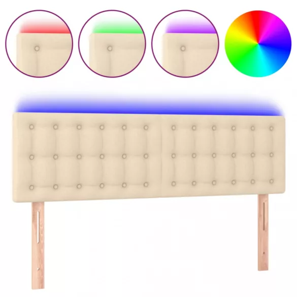 krémszínű szövet LED-es fejtámla 144x5x78/88 cm
