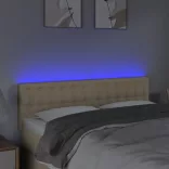 krémszínű szövet LED-es fejtámla 144x5x78/88 cm