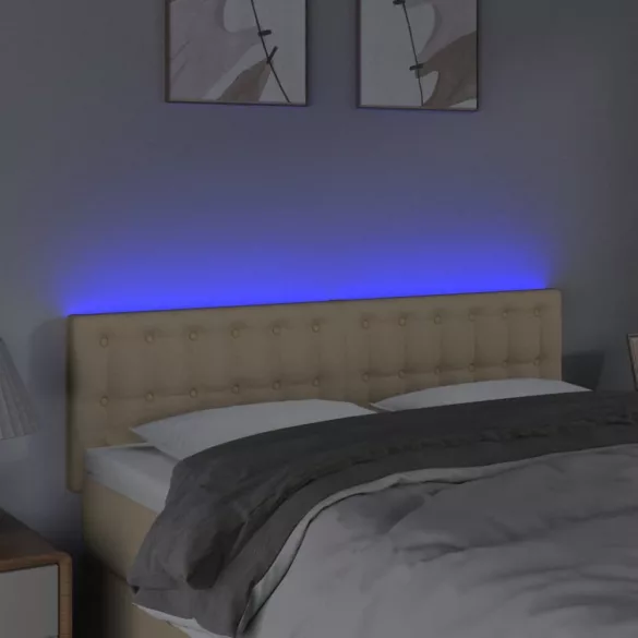 krémszínű szövet LED-es fejtámla 144x5x78/88 cm
