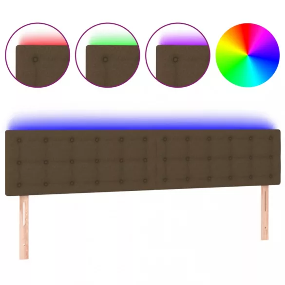 sötétbarna szövet LED-es fejtámla 180x5x78/88 cm