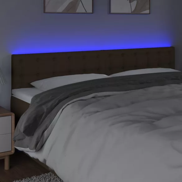 sötétbarna szövet LED-es fejtámla 180x5x78/88 cm