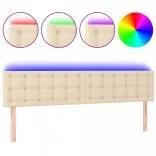 krémszínű szövet LED-es fejtámla 200x5x78/88 cm