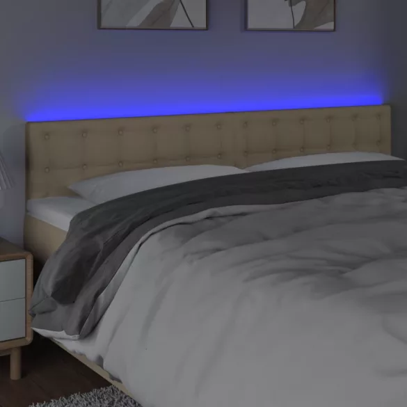 krémszínű szövet LED-es fejtámla 200x5x78/88 cm