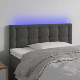 sötétszürke bársony LED-es fejtámla 80 x 5 x 78/88 cm