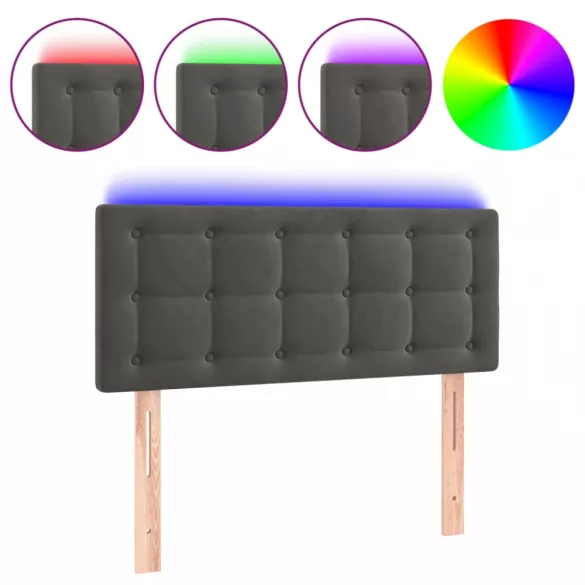 sötétszürke bársony LED-es fejtámla 80 x 5 x 78/88 cm