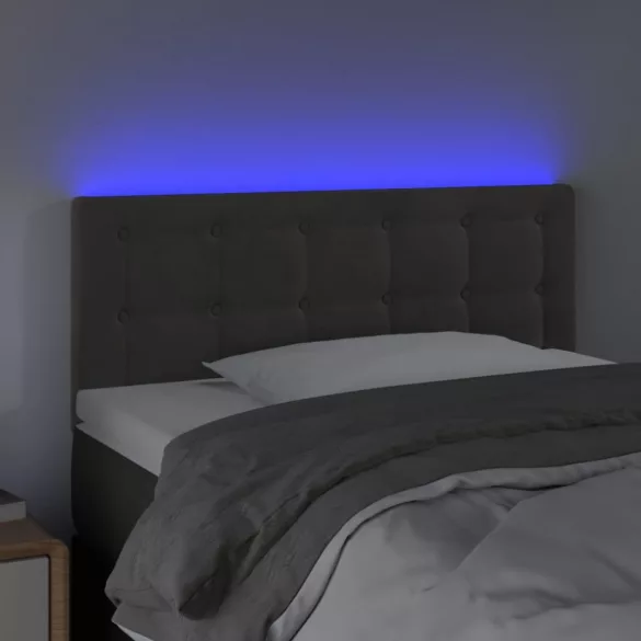 sötétszürke bársony LED-es fejtámla 80 x 5 x 78/88 cm