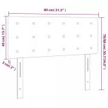 sötétszürke bársony LED-es fejtámla 80 x 5 x 78/88 cm