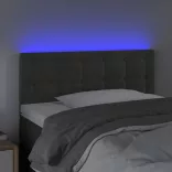 sötétszürke bársony LED-es fejtámla 90x5x78/88 cm