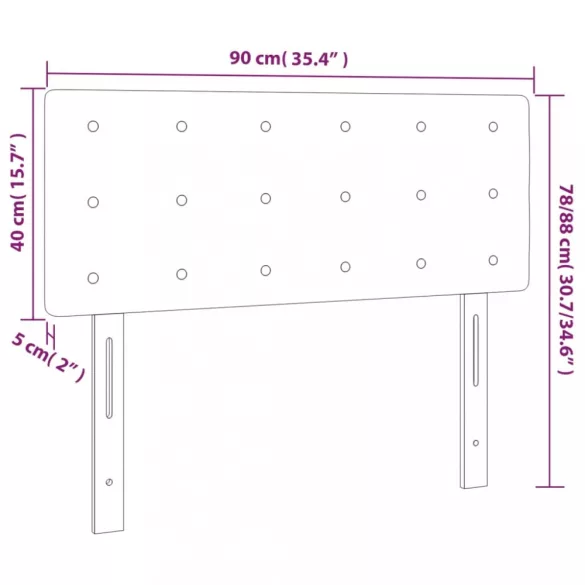 rózsaszín bársony LED-es fejtámla 90x5x78/88 cm