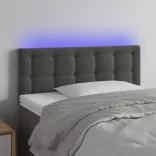 sötétszürke bársony LED-es fejtámla 100x5x78/88 cm