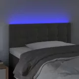 sötétszürke bársony LED-es fejtámla 100x5x78/88 cm