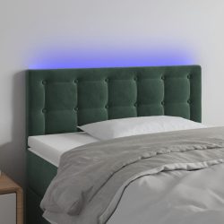 sötétzöld bársony LED-es fejtámla 100x5x78/88 cm