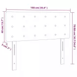 sötétkék bársony LED-es fejtámla 100x5x78/88 cm