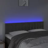 sötétszürke bársony LED-es fejtámla 144x5x78/88 cm