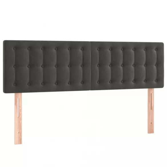 sötétszürke bársony LED-es fejtámla 144x5x78/88 cm