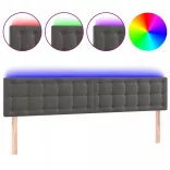 sötétszürke bársony LED-es fejtámla 160x5x78/88 cm