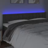 sötétszürke bársony LED-es fejtámla 160x5x78/88 cm