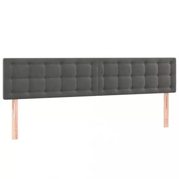 sötétszürke bársony LED-es fejtámla 160x5x78/88 cm