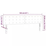 sötétszürke bársony LED-es fejtámla 160x5x78/88 cm