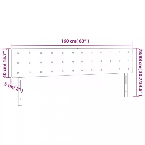 sötétzöld bársony LED-es fejtámla 160x5x78/88 cm
