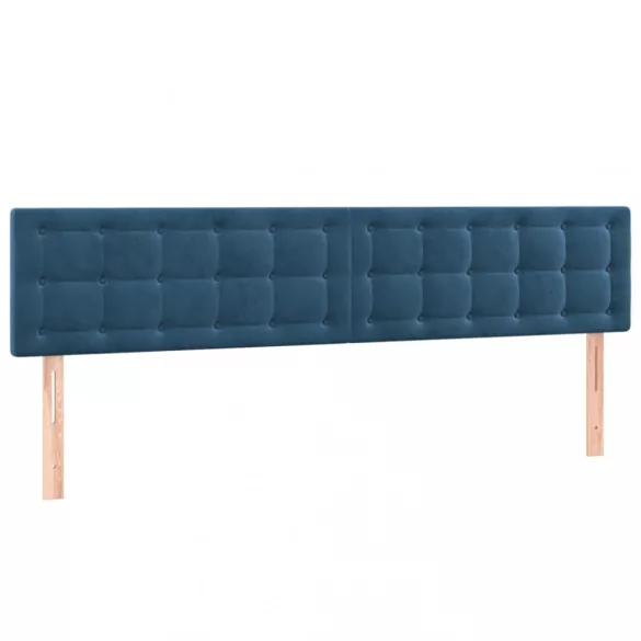sötétkék bársony LED-es fejtámla 160x5x78/88 cm