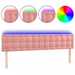 rózsaszín bársony LED-es fejtámla 160x5x78/88 cm