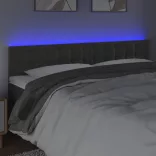 sötétszürke bársony LED-es fejtámla 180x5x78/88 cm