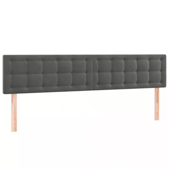 sötétszürke bársony LED-es fejtámla 200x5x78/88 cm