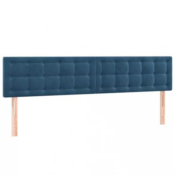 sötétkék bársony LED-es fejtámla 200x5x78/88 cm
