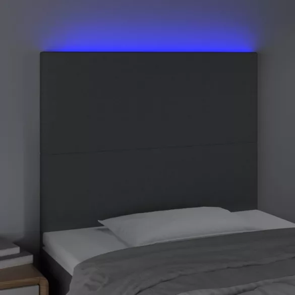 sötétszürke szövet LED-es fejtámla 80x5x118/128 cm