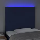 kék szövet LED-es fejtámla 80x5x118/128 cm