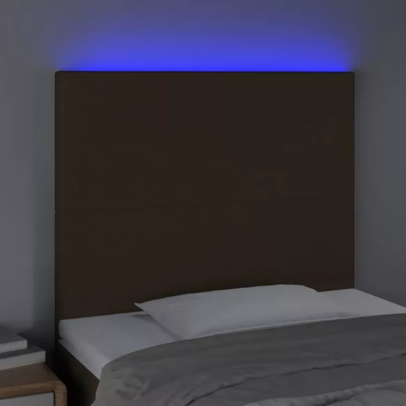 sötétbarna szövet LED-es fejtámla 90x5x118/128 cm