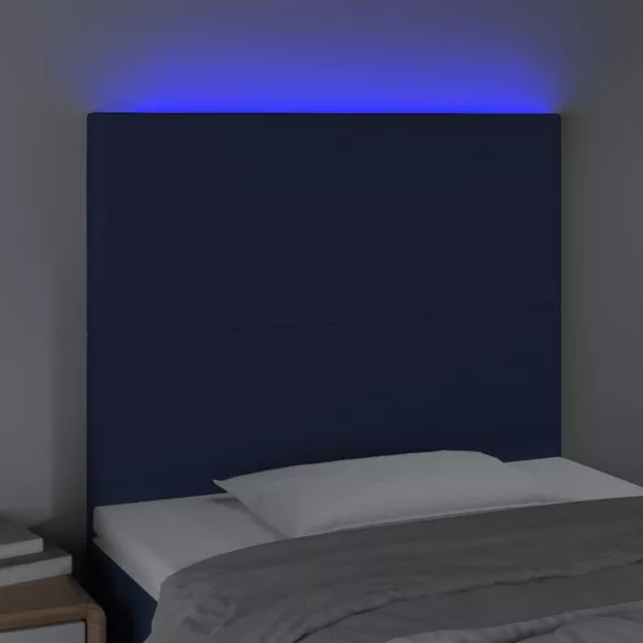 kék szövet LED-es fejtámla 90x5x118/128 cm