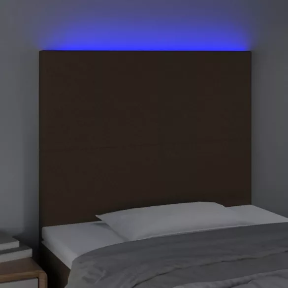 sötétbarna szövet LED-es fejtámla 100x5x118/128 cm
