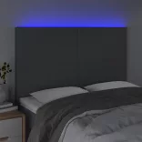 sötétszürke szövet LED-es fejtámla 144x5x118/128 cm