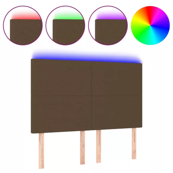 sötétbarna szövet LED-es fejtámla 144x5x118/128 cm