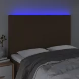 sötétbarna szövet LED-es fejtámla 144x5x118/128 cm