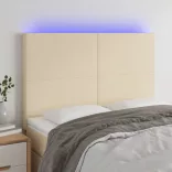 krémszínű szövet LED-es fejtámla 144x5x118/128 cm