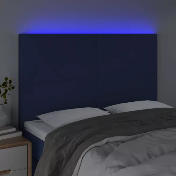 kék szövet LED-es fejtámla 144x5x118/128 cm