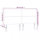 sötétbarna szövet LED-es fejtámla 160x5x118/128 cm