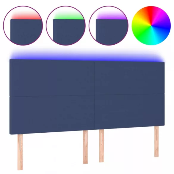 kék szövet LED-es fejtámla 160x5x118/128 cm