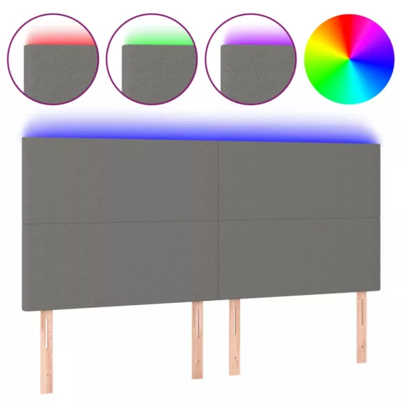 sötétszürke szövet LED-es fejtámla 180x5x118/128 cm