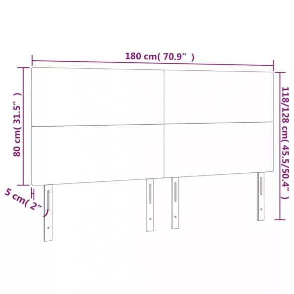 tópszínű szövet LED-es fejtámla 180x5x118/128 cm
