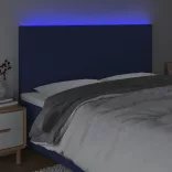 kék szövet LED-es fejtámla 180x5x118/128 cm