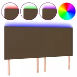 sötétbarna szövet LED-es fejtámla 200x5x118/128 cm