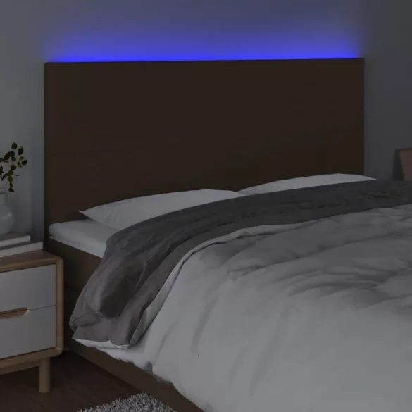 sötétbarna szövet LED-es fejtámla 200x5x118/128 cm
