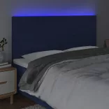 kék szövet LED-es fejtámla 200x5x118/128 cm