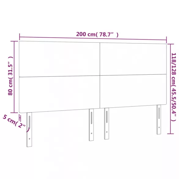 kék szövet LED-es fejtámla 200x5x118/128 cm